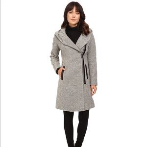 Marc New York Fara Wool Coat W Faux Leather Trim